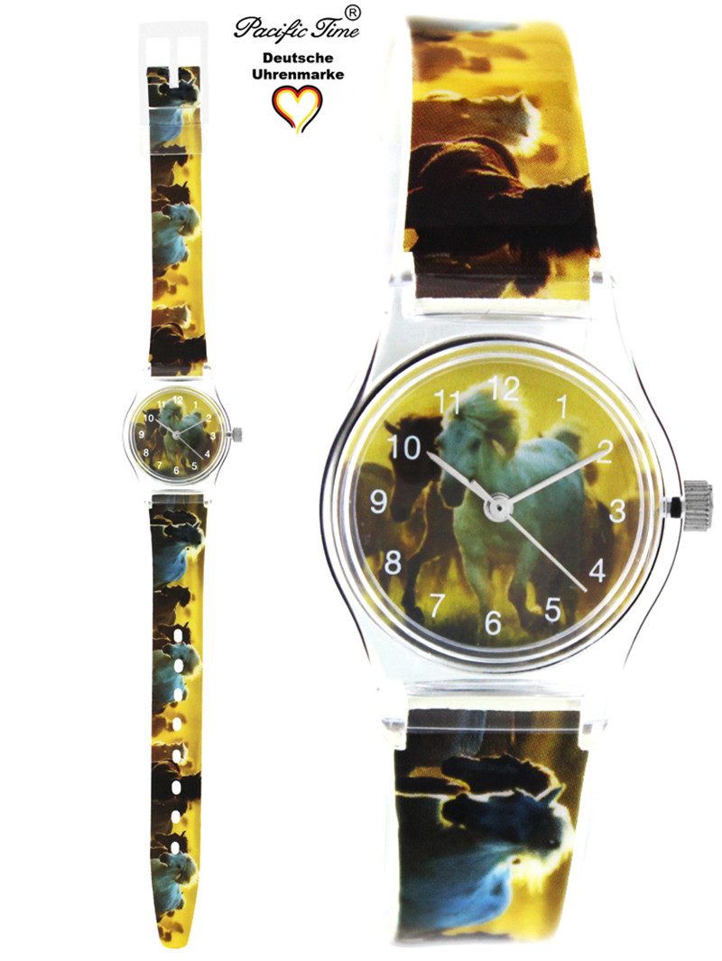 Pacific Time Quarzuhr Kinder Armbanduhr Motivuhr Pferd Kunststoff Pferdeuhr, kostenloser Versand