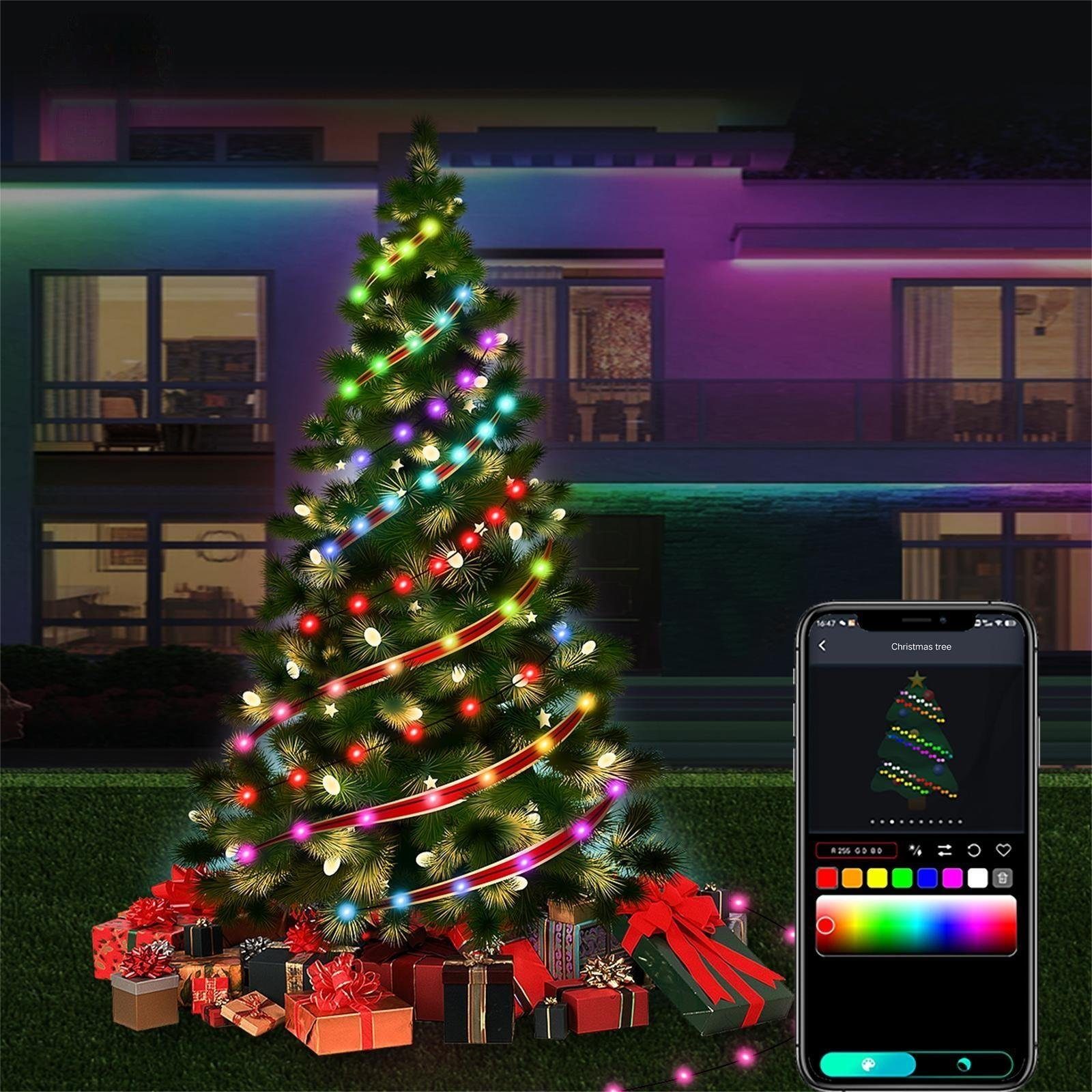 JOYOLEDER Lichterkette LED-Lichterkette 5M-20M,Smart APP Weihnachten Außen Beleuchtung Lichterschlauch, Innen