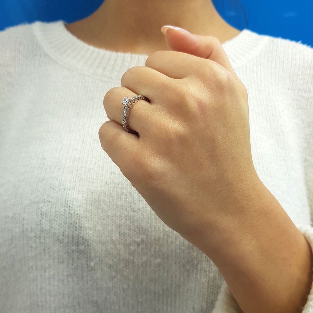 EinStein Diamant Verlobungsring 0,20 Carat Solitär Antragsring 14 Karat Weißgold