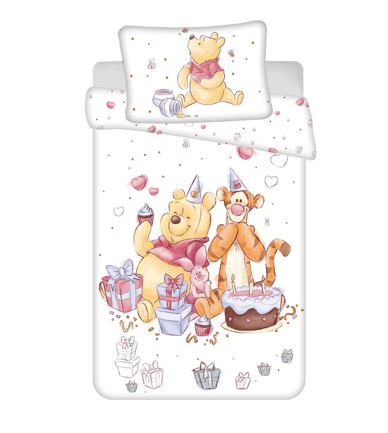 Disney Winnie Puuh Babybettwäsche Wendebettwäsche Winnie the Pooh 2tlg. Baumwolle 100x135 cm + 40x60 cm, Baumwolle, 2 teilig, 100% Baumwolle, trocknergeeignet
