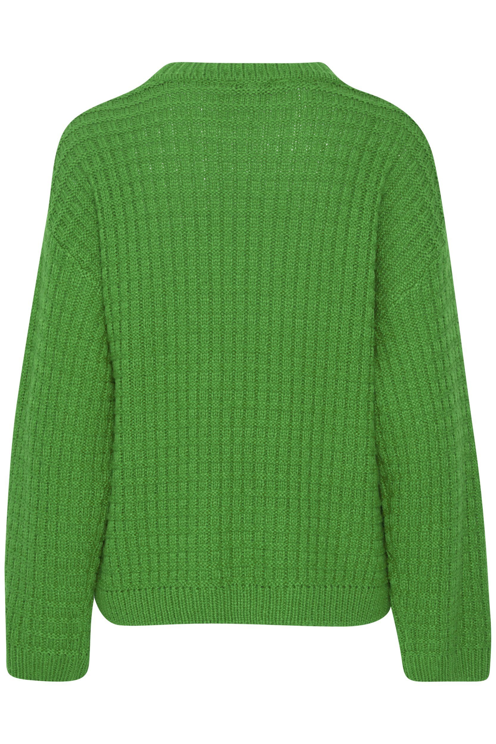 6664 Sweater Grün Grobstrick in Pullover mit Abgesetzten Strickpullover b.young Schultern
