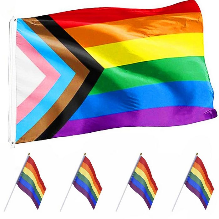 Bettwäsche 90x150cm Rainbow Flag LGBT Gay Fahne mit 2 Messing-Ösen Zweifache Naht Mmgoqqt