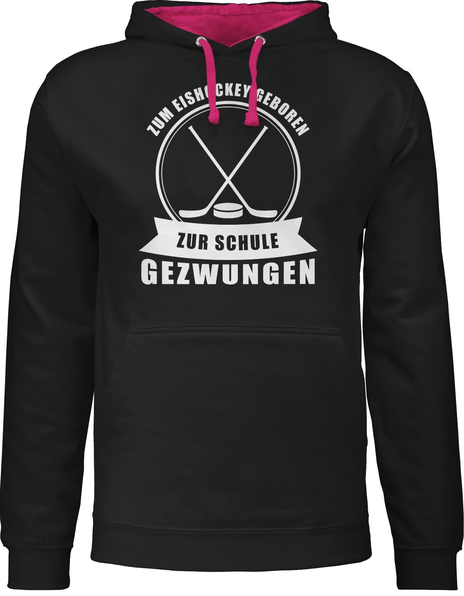 Damen Pullover Shirtracer Hoodie Zum Eishockey geboren. Zur Schule gezwungen - Eishockey Trikot Ersatz - Unisex Damen & Herren K