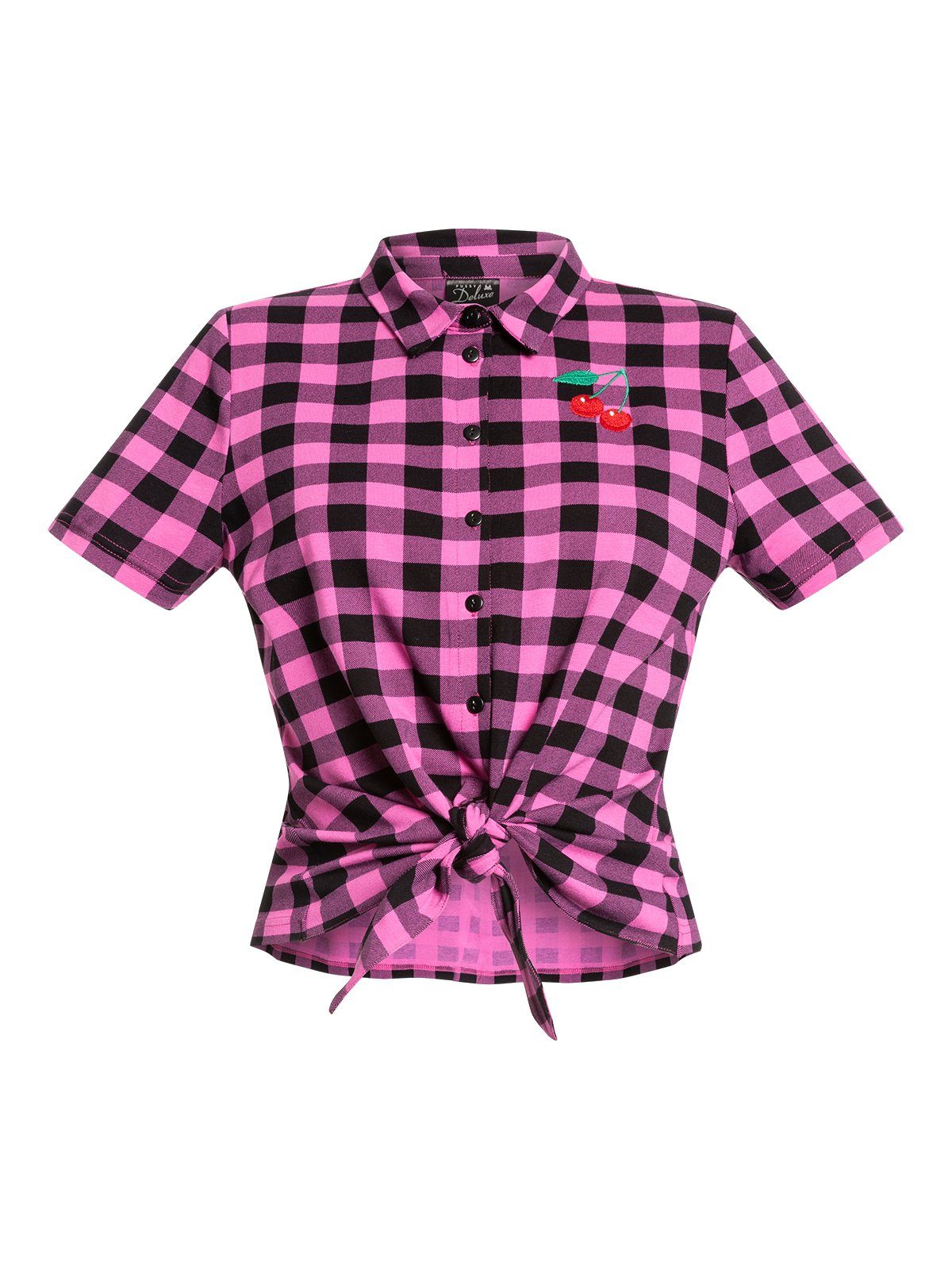 Pussy Pink Kurzarmbluse Deluxe checkered