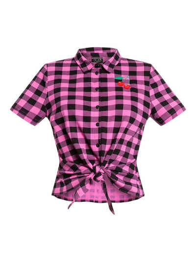 Pussy Deluxe Kurzarmbluse »Pink checkered«