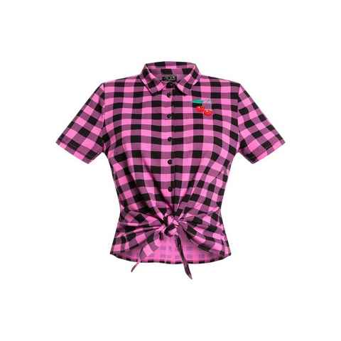Pussy Deluxe Kurzarmbluse Pink checkered
