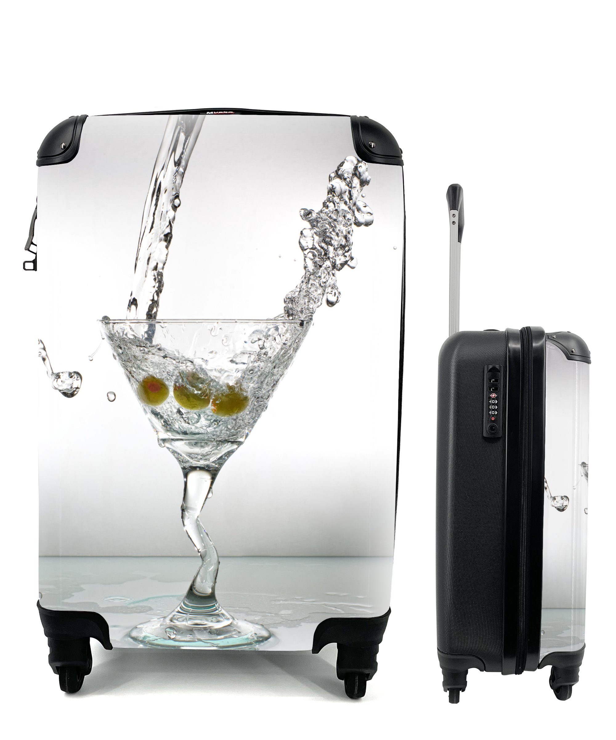MuchoWow Handgepäckkoffer Martini-Glas wird gefüllt, 4 Rollen, Reisetasche mit rollen, Handgepäck für Ferien, Trolley, Reisekoffer | Handgepäck-Koffer