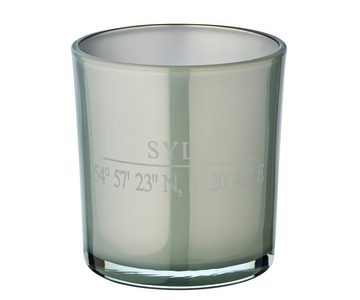 EDZARD Windlicht Sylt (2er, Set), Windlicht, Kerzenglas mit Sylt-Motiv in edler Grau-Optik, Teelichtglas für Teelichter, Höhe 8 cm, Ø 7,5 cm