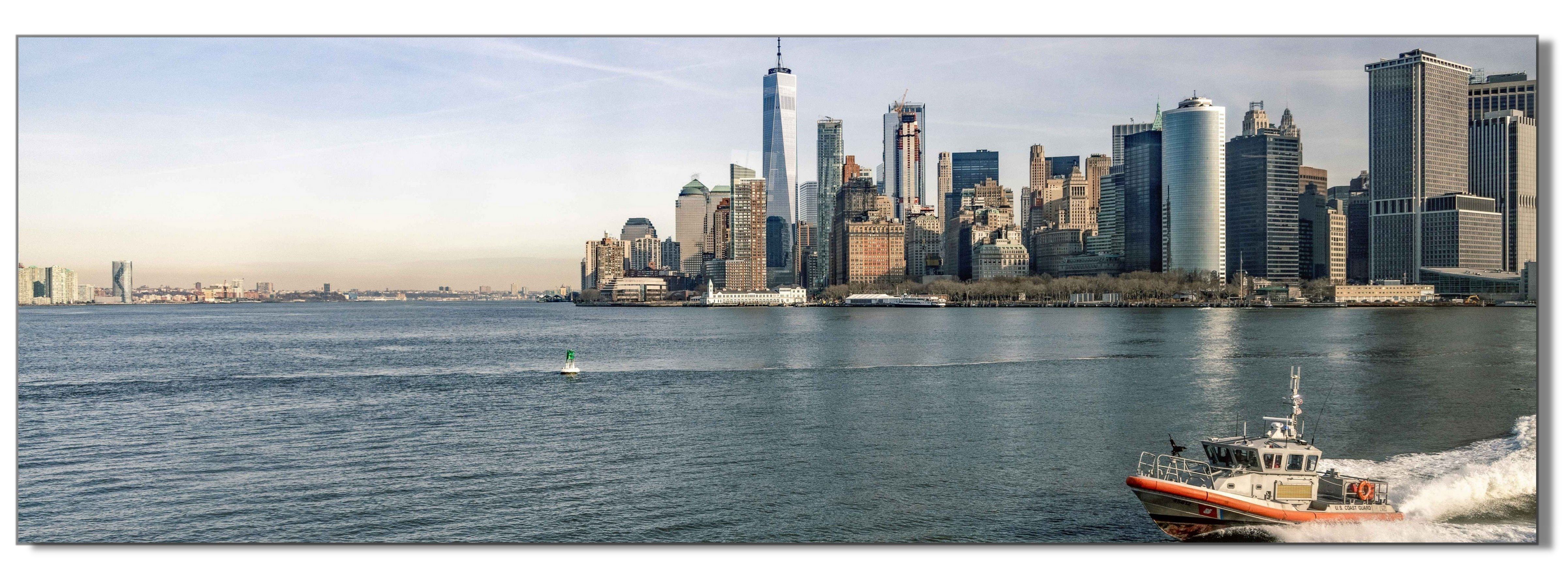 Victor (Zenith) Acrylglasbild Acrylglasbild \"New York Hudson River\" - Größe: 20 x 60 cm, Landschaften, in 30x45 cm, Glasbilder Stadt New York
