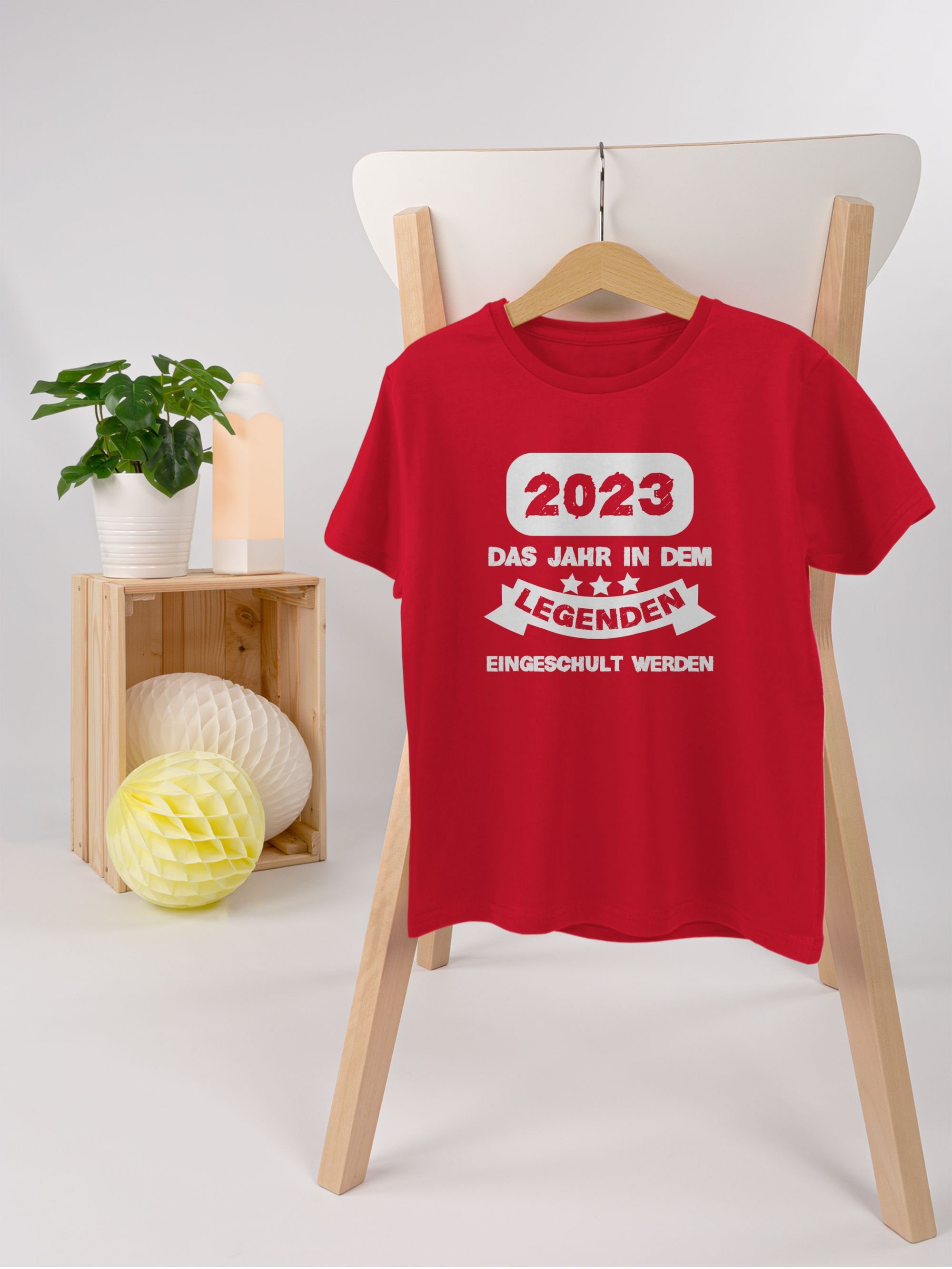 Shirtracer T-Shirt werden 03 eingeschult Das 2023 dem Legenden Geschenke weiß Jahr Junge Rot Einschulung in Schulanfang