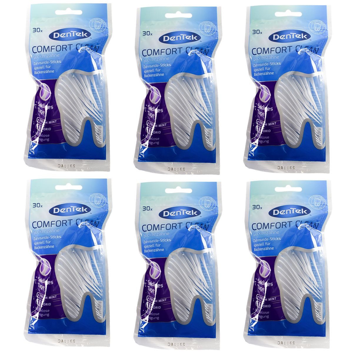 DenTek Zahnseide-Stick DenTek Comfort Clean Zahnseide-Sticks 30er Packung 6er-Set Mundpflege, mit Minzgeschmack