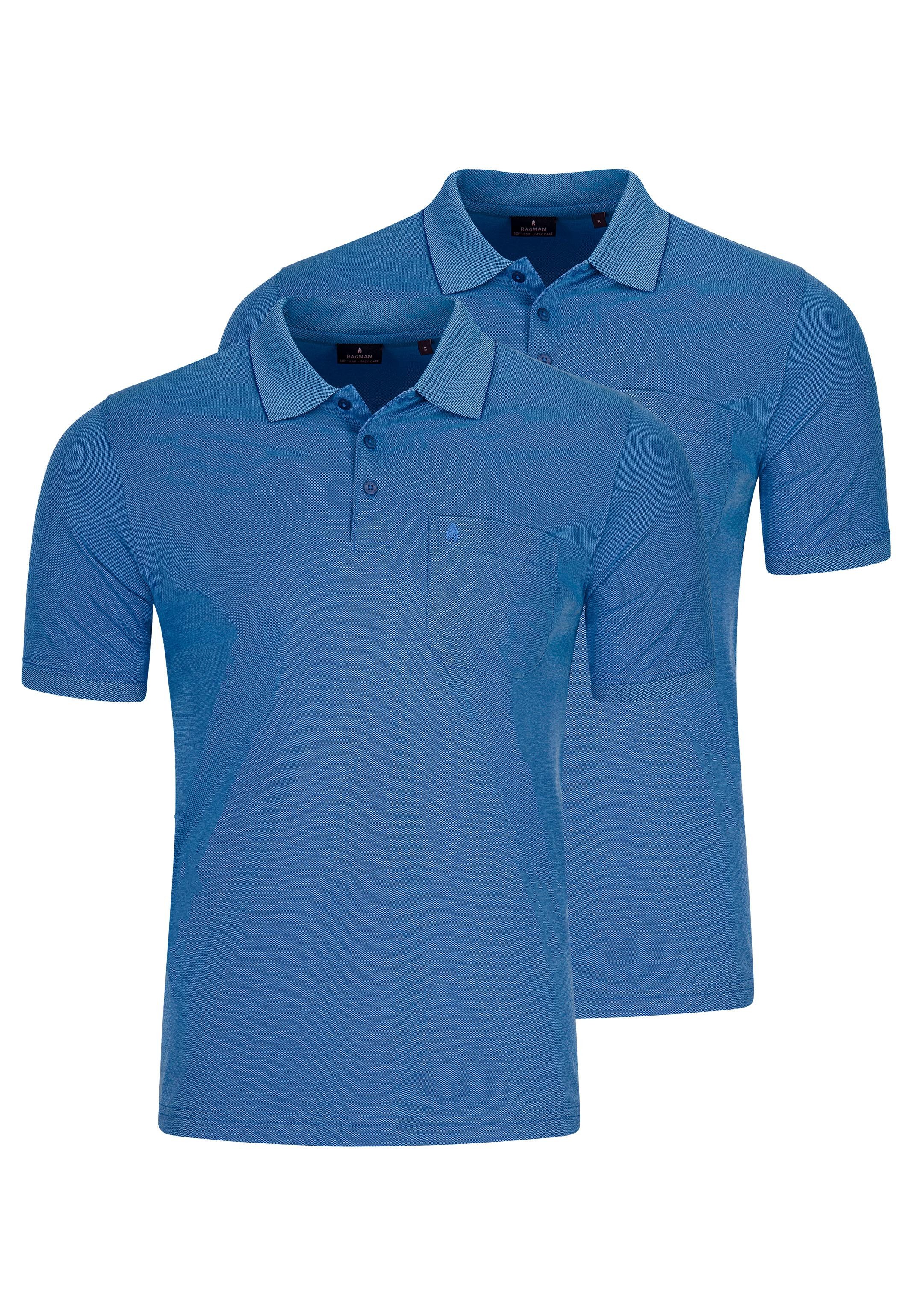 RAGMAN Poloshirt 2er Pack Basic (Spar-Set, 2-tlg) Poloshirt - Baumwolle - Atmungsaktiv - Klassischer Look