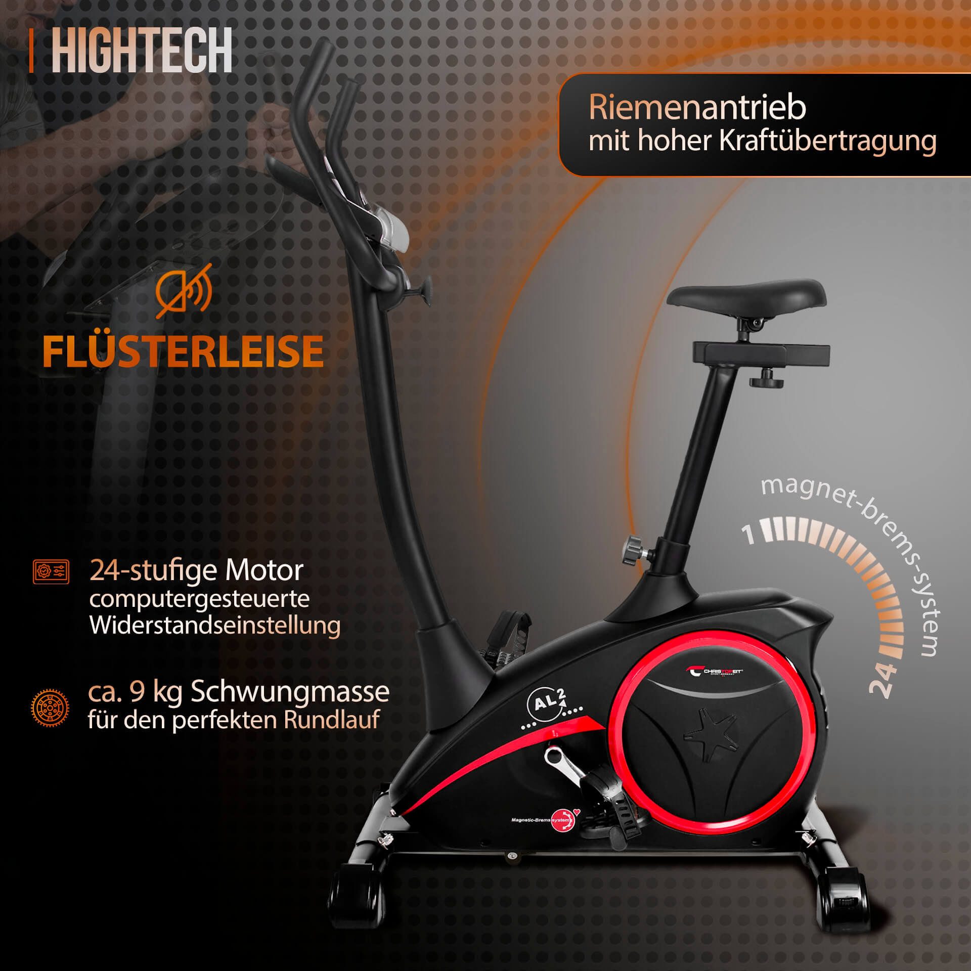 Christopeit Sport® Ergometer AL 2 (mit Tablet-Halterung), 150 kg max. Benutzergewicht, Fahrrad, 24 Widerstandsstufen