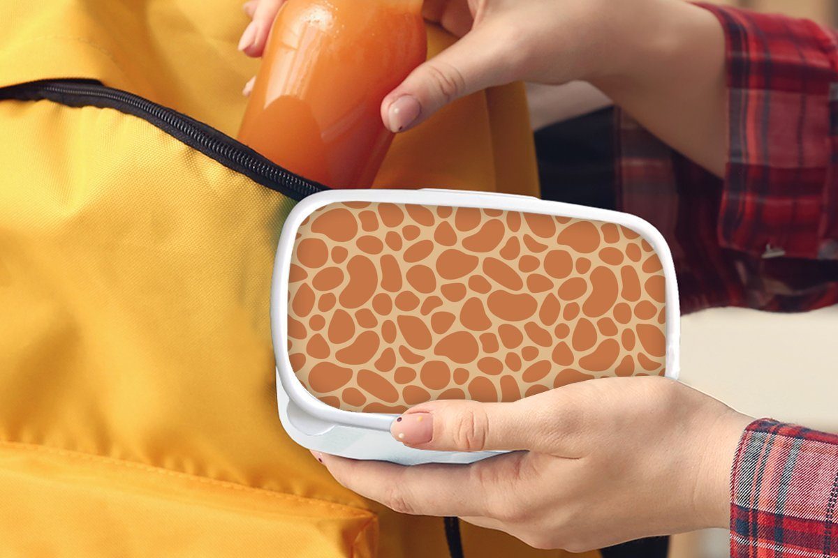 MuchoWow Lunchbox Brotdose, Giraffe Brotbox Kinder Afrika Kunststoff, und für Erwachsene, (2-tlg), für - weiß Jungs Mädchen und - Gestaltung