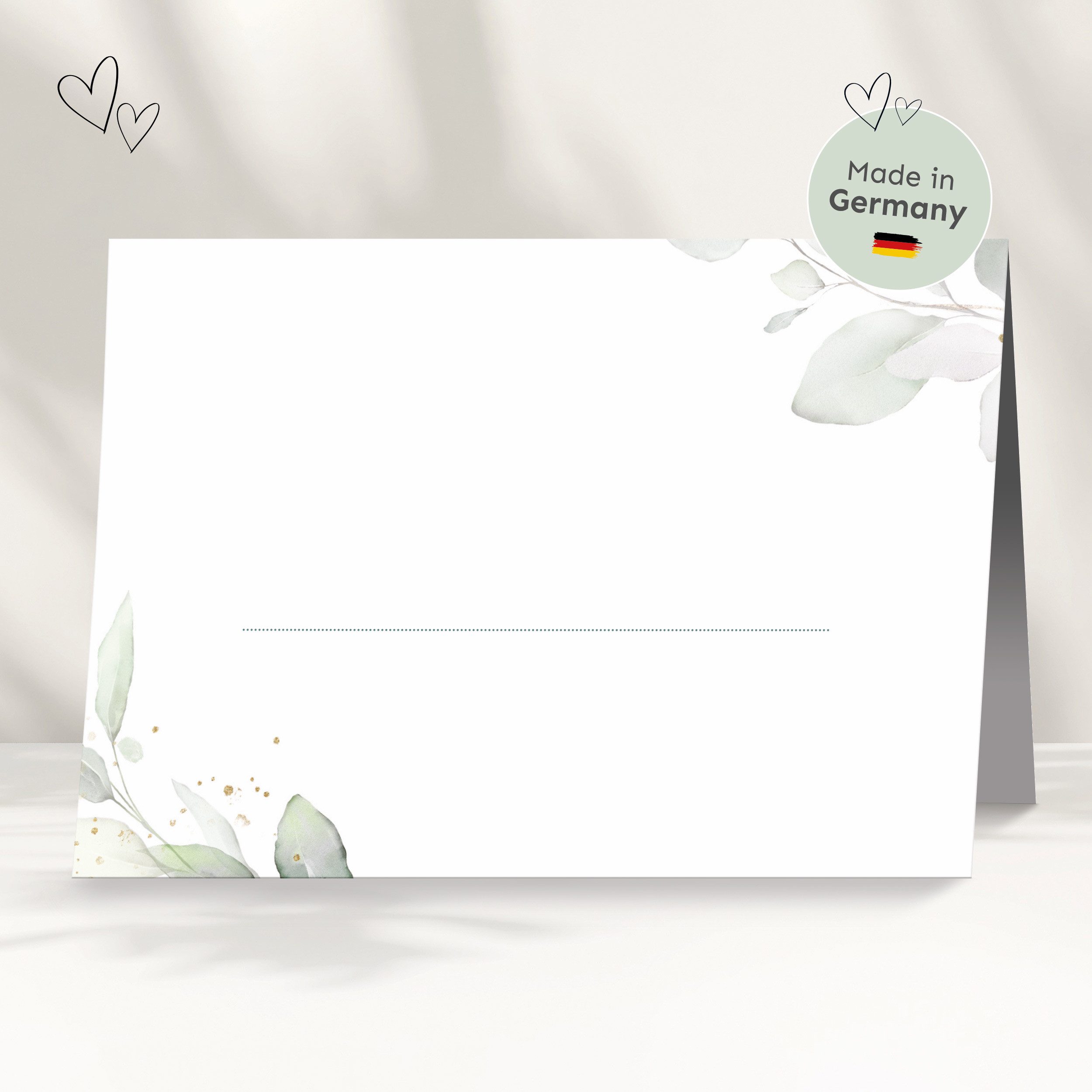 white & ivory Papierdekoration Platzkarte eukalyptus türkis, 50 Stück, beschreibbar,Tischkarten