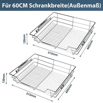 Clanmacy Schublade 2x 60cm Küchenschublade Schrankauszug Vollauszug Teleskopschublade