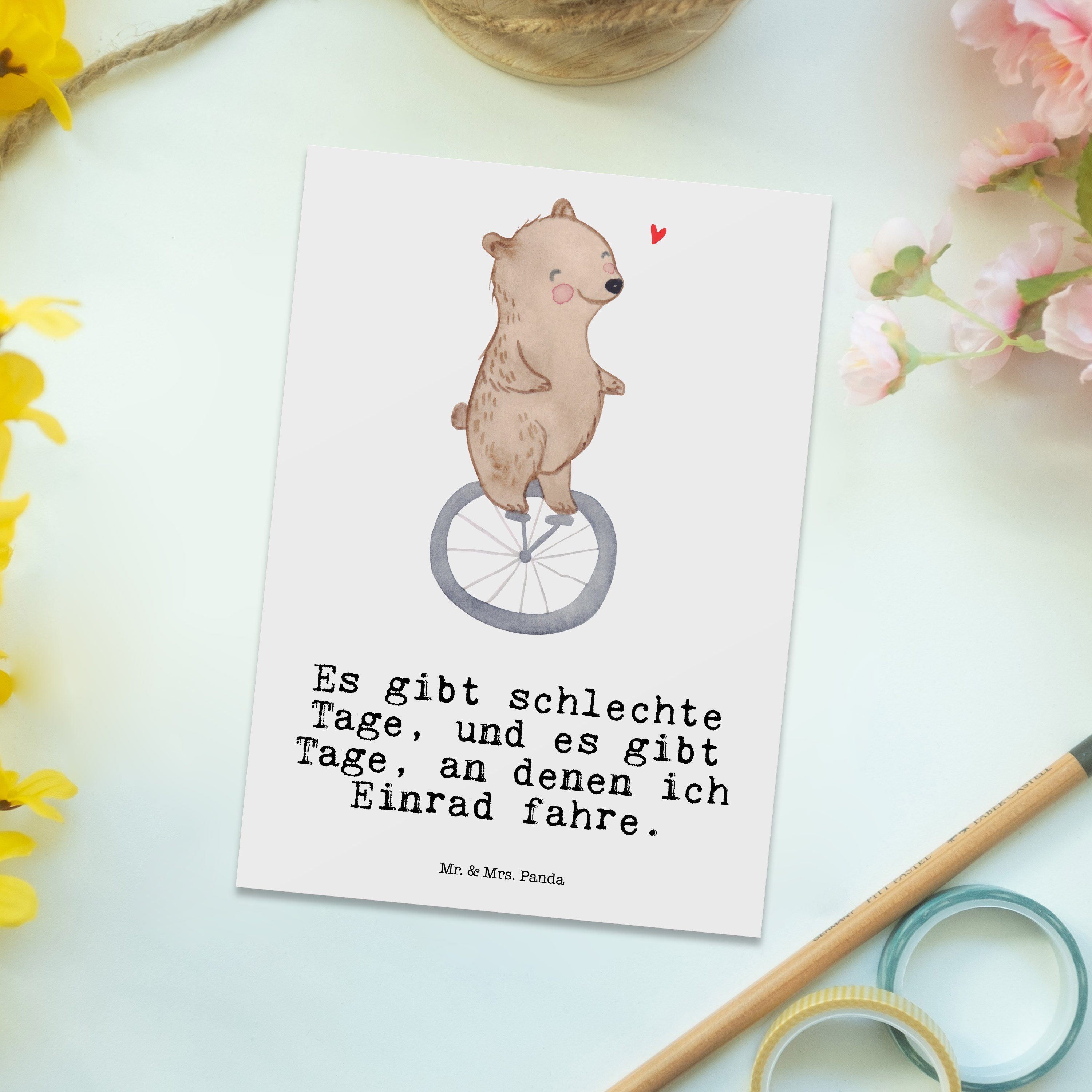Tage Geschenk, Einrad - Postkarte & Weiß Mrs. Einladungskarte, Au Mr. Bär fahren Panda Gewinn, -