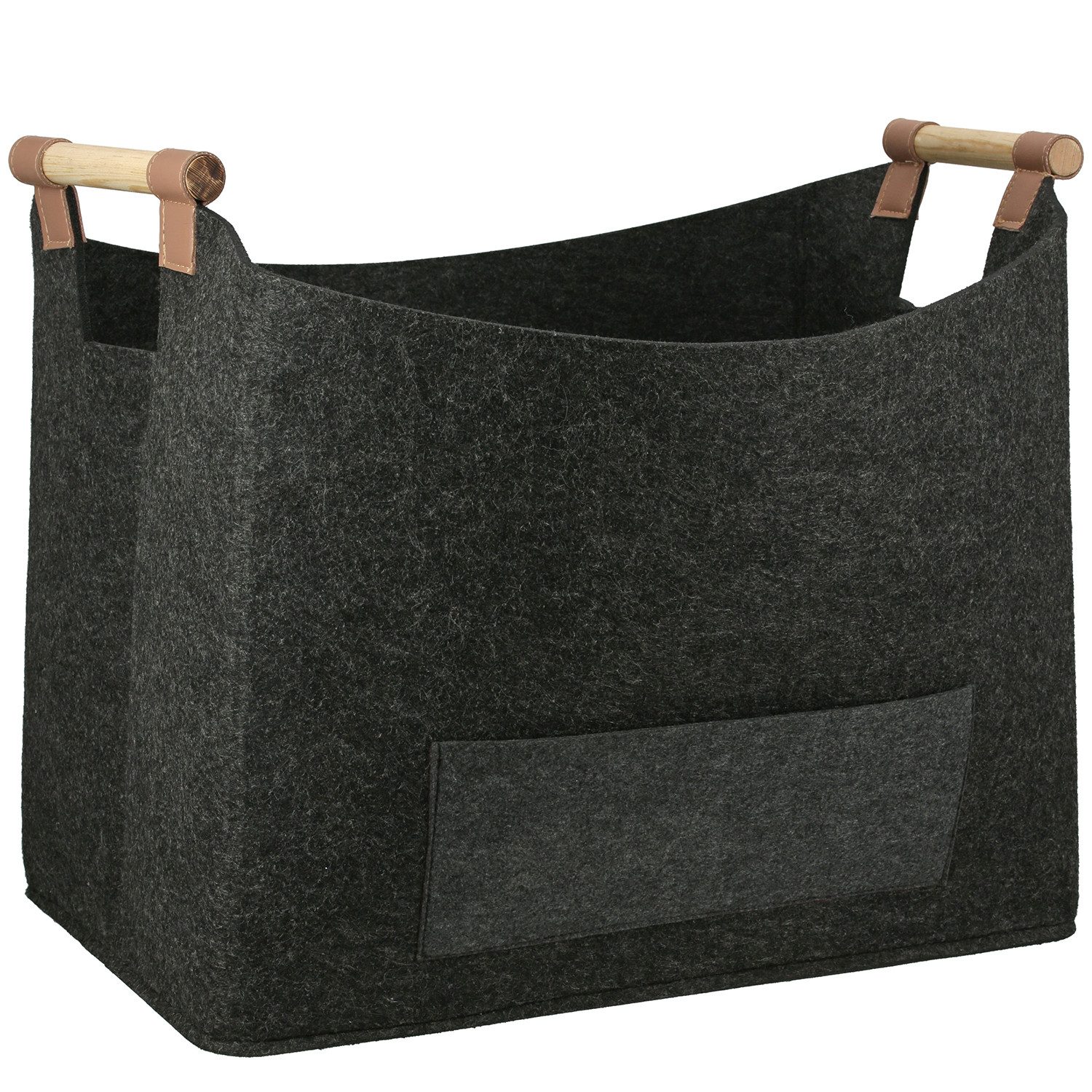 GILDE Dekokorb BRENNHOLZ Korb - grau aus Filz - H.40cm x B.45cm - Aufbewahrungskorb (1xKorb, 1 Stück), Корзины für Holz/ Decken - Geschenk - Dekoobjekt - Dekoration