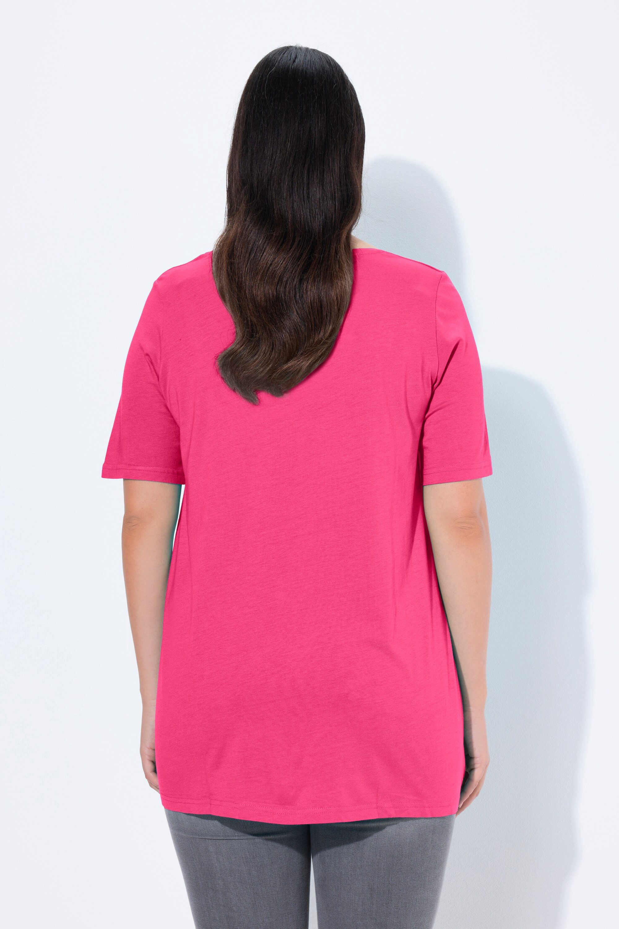 Ulla Popken T-Shirt T-Shirt Zierfalten A-Linie Rundhals Halbarm Modal