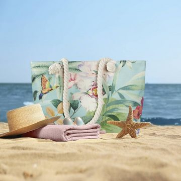 GMD Living Strandtasche FUNGI, mit hochwertigem Motiv: Blumen, 630 denier