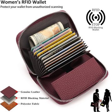 SENDEFN Geldbörse (Kleine Vintage-Geldbörse für Damen, Damen-Geldbörse mit RFID-Schutz), mit Langlebiges Leder, großzügige Kapazität, kompakte Größe