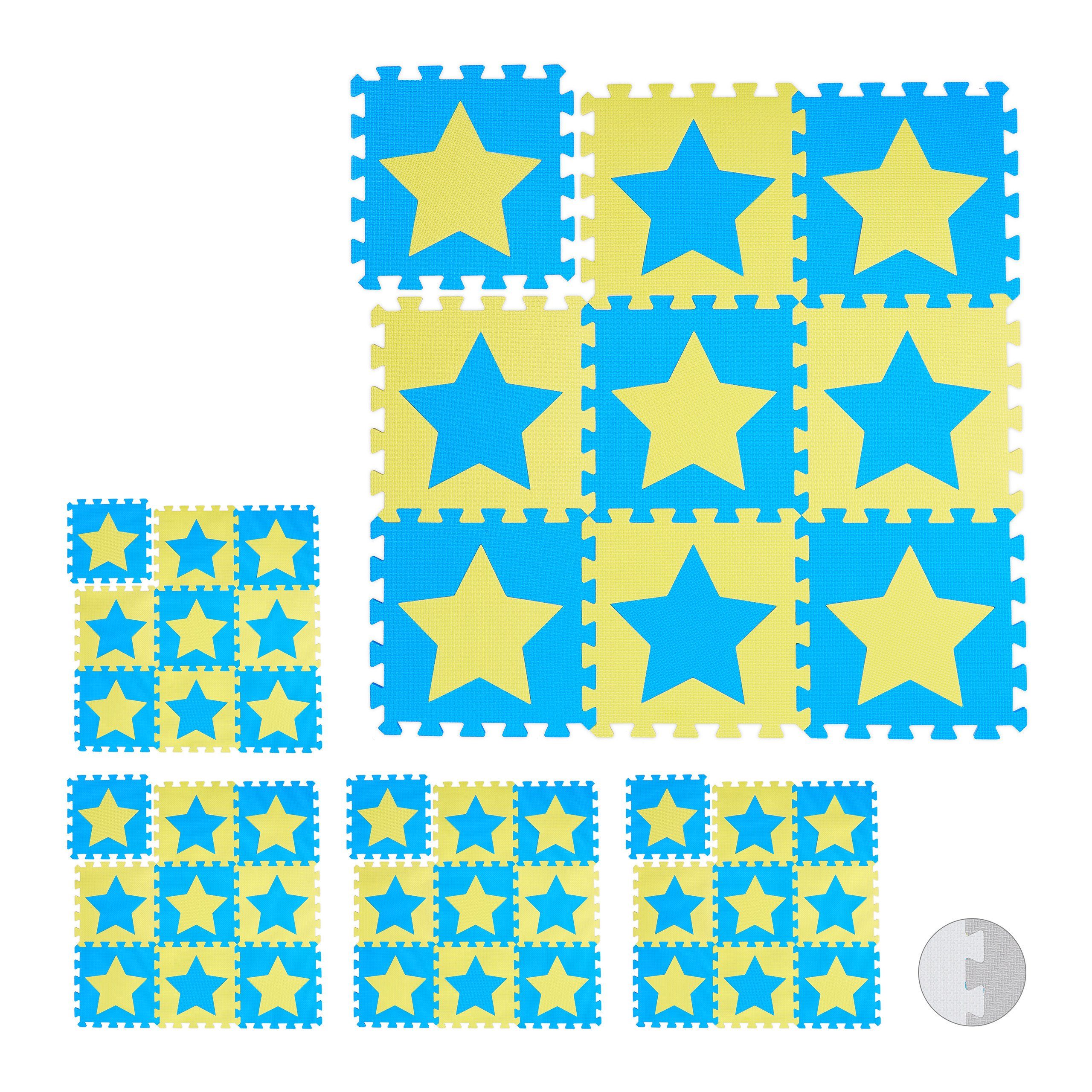 Spielmatte 45 x Puzzlematte Sterne blau-gelb