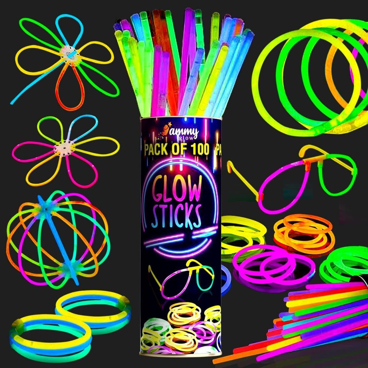 Knicklicht 100 Stk. Knicklichter, Armreifen, Leuchtstäbe, Glowsticks