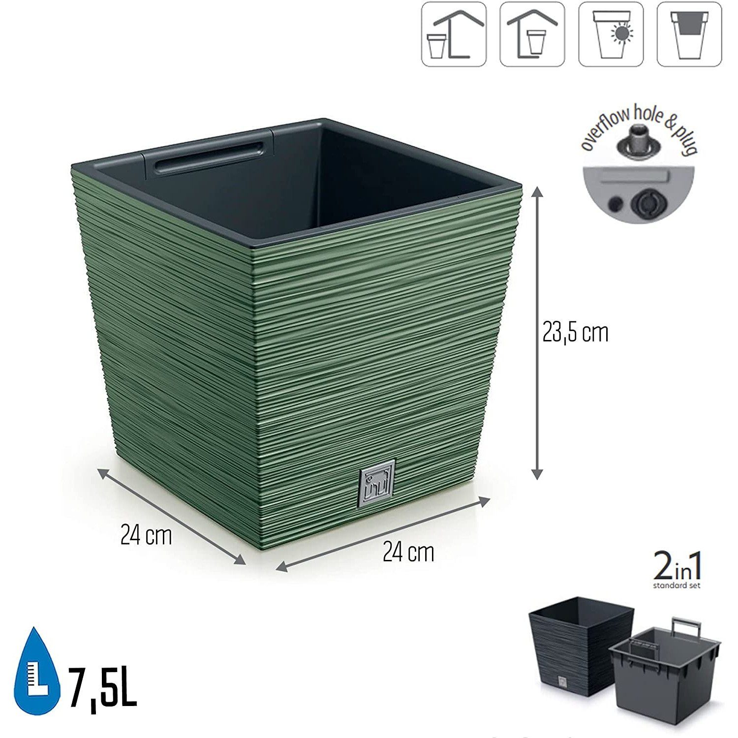 Prosperplast Blumentopf, Pflanzgefäß Furu Square Low günstig online kaufen