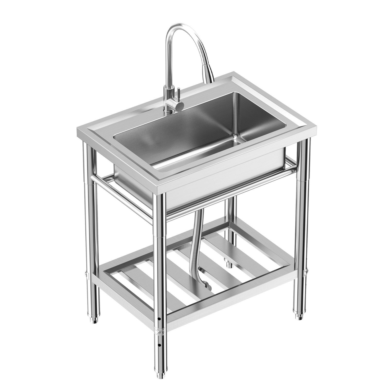GarveeMore Waschbecken Freistehende Edelstahlspüle mit ausziehbarer Armatur (1-St), Spülbecken für Küche, Waschbereich und Hauswirtschaftsraum