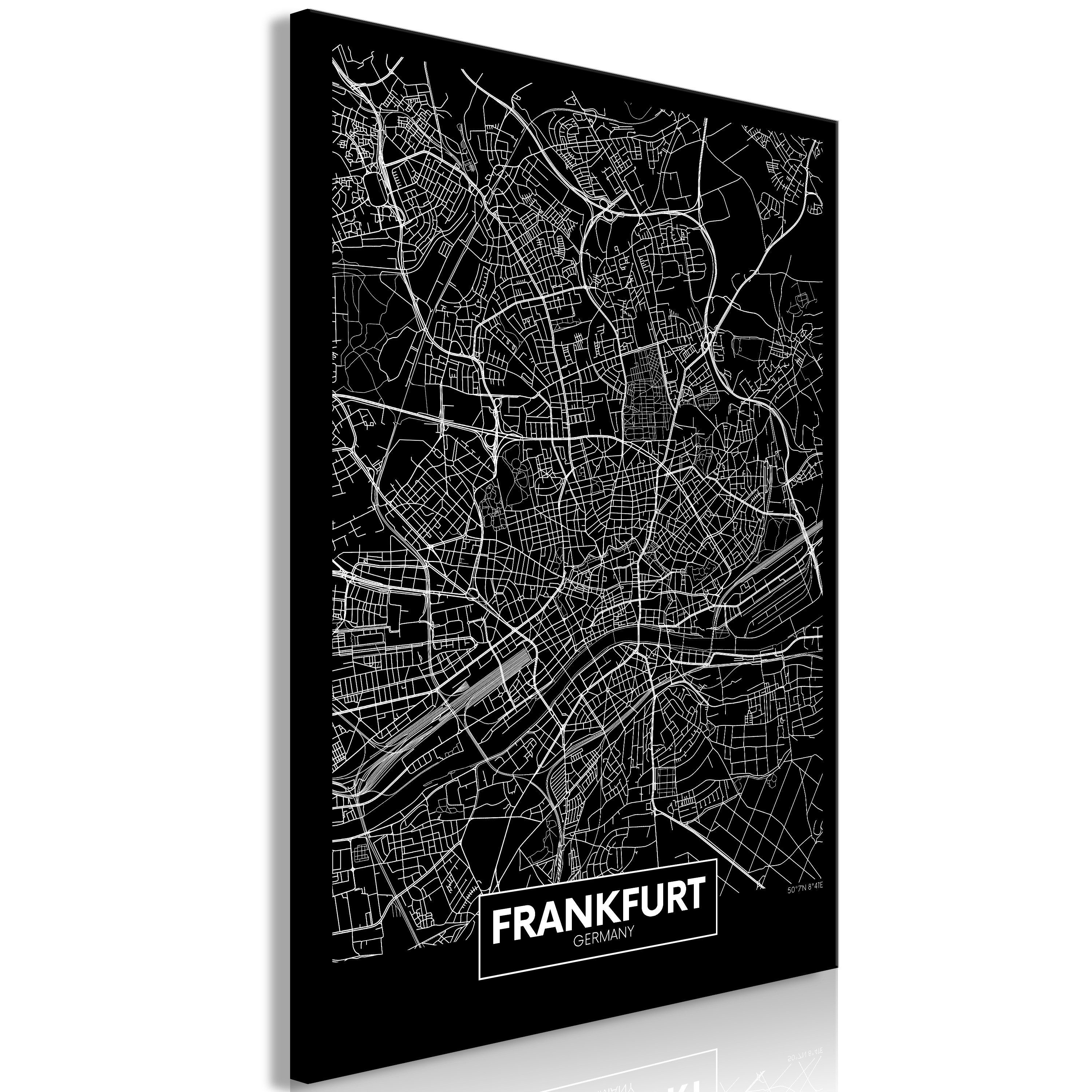 Artgeist Wandbild Dark Map of Frankfurt (1 Part) Vertical