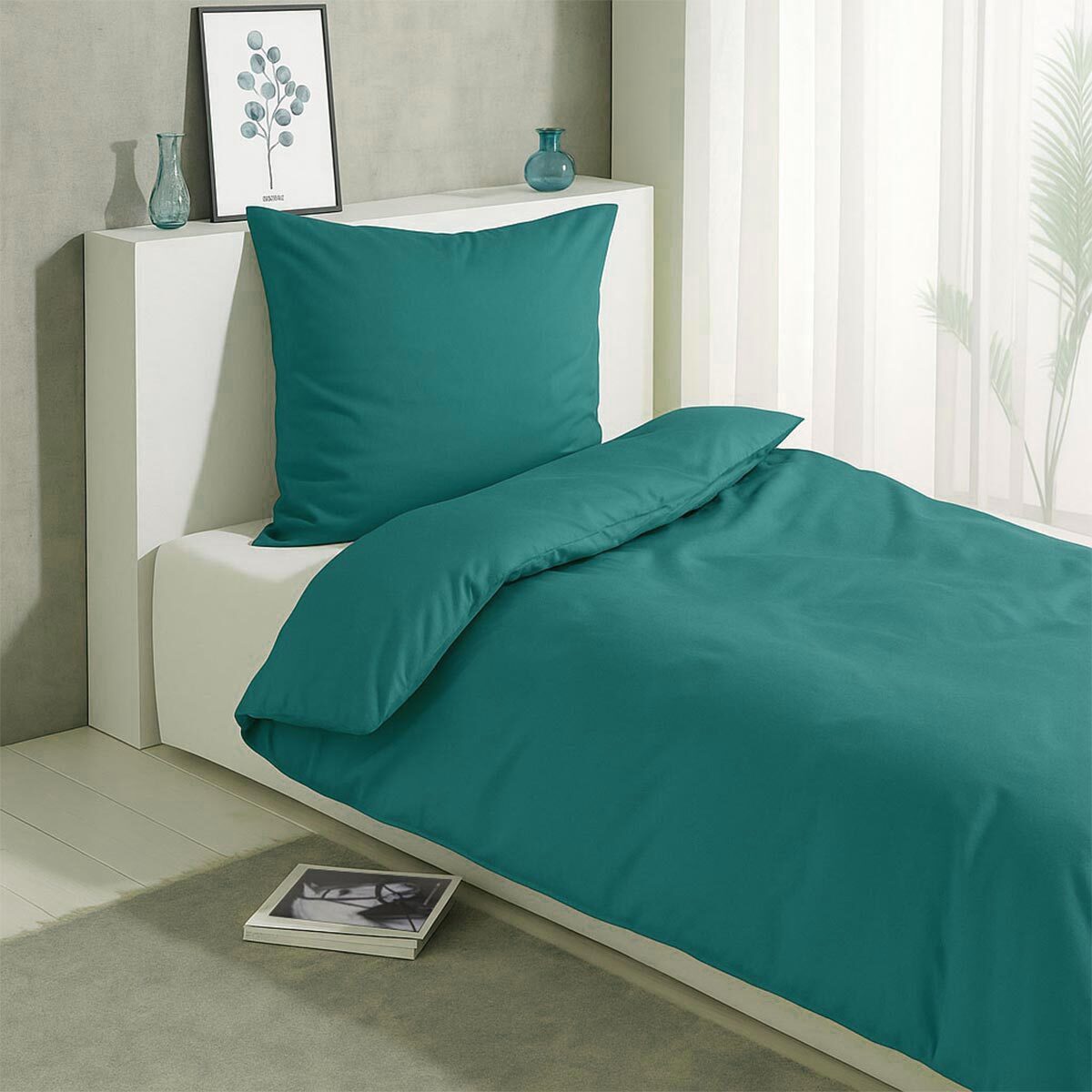 TRAUMSCHLAF Bettwäsche Pure, Mako Satin, 2 teilig, hochwertige Satin Bettwäsche