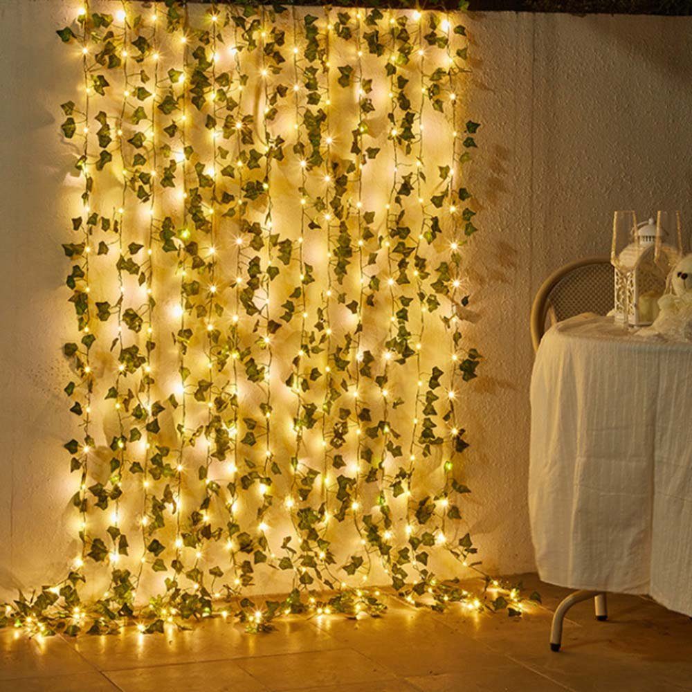 Sunicol LED-Lichterkette Künstlicher Efeu LED String Lichter, 3M Länge, 8 Beleuchtungsmodi