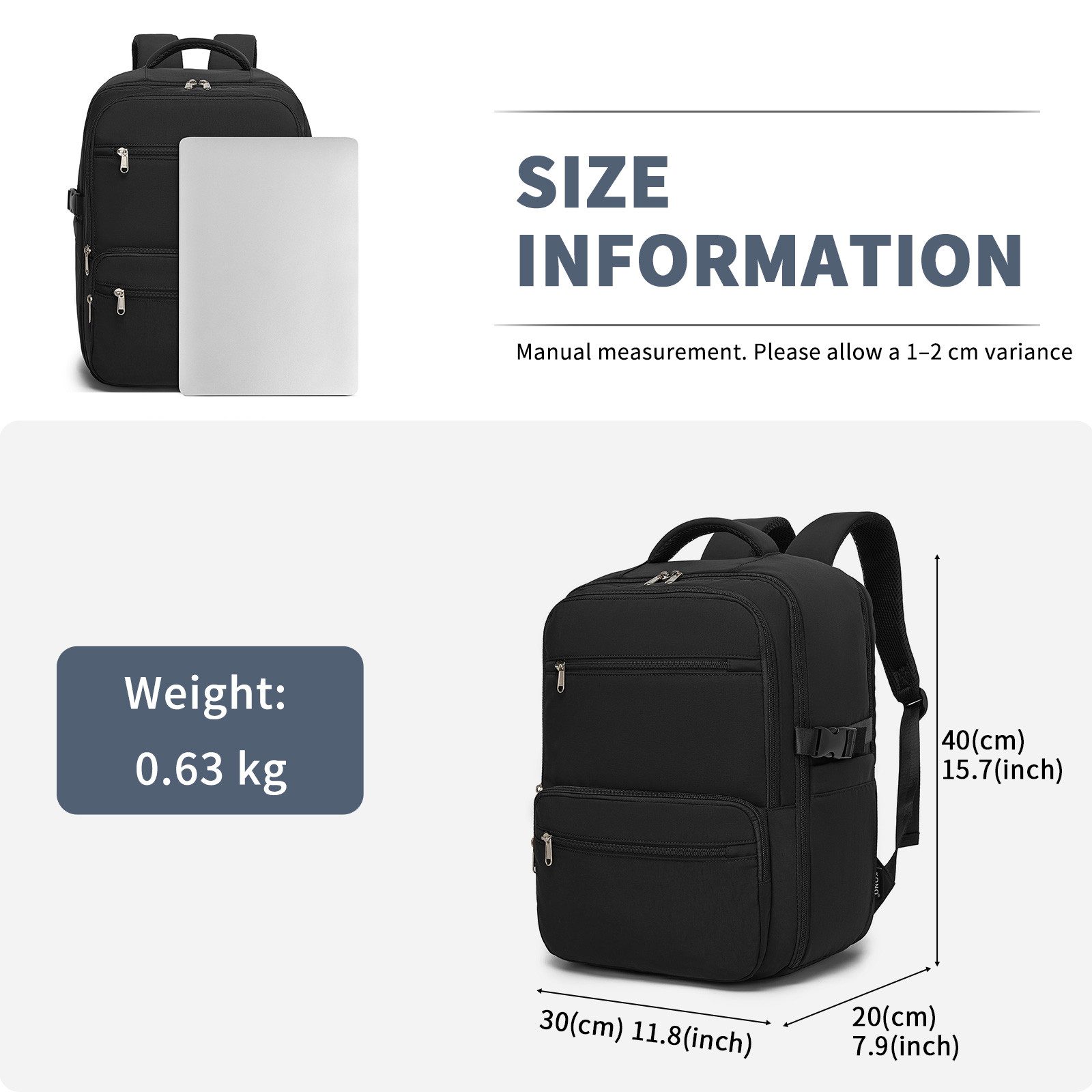 KONO Rucksack Handgepäck-Rucksack 40x30x20 cm – 40L Reiserucksack für Damen & Herren