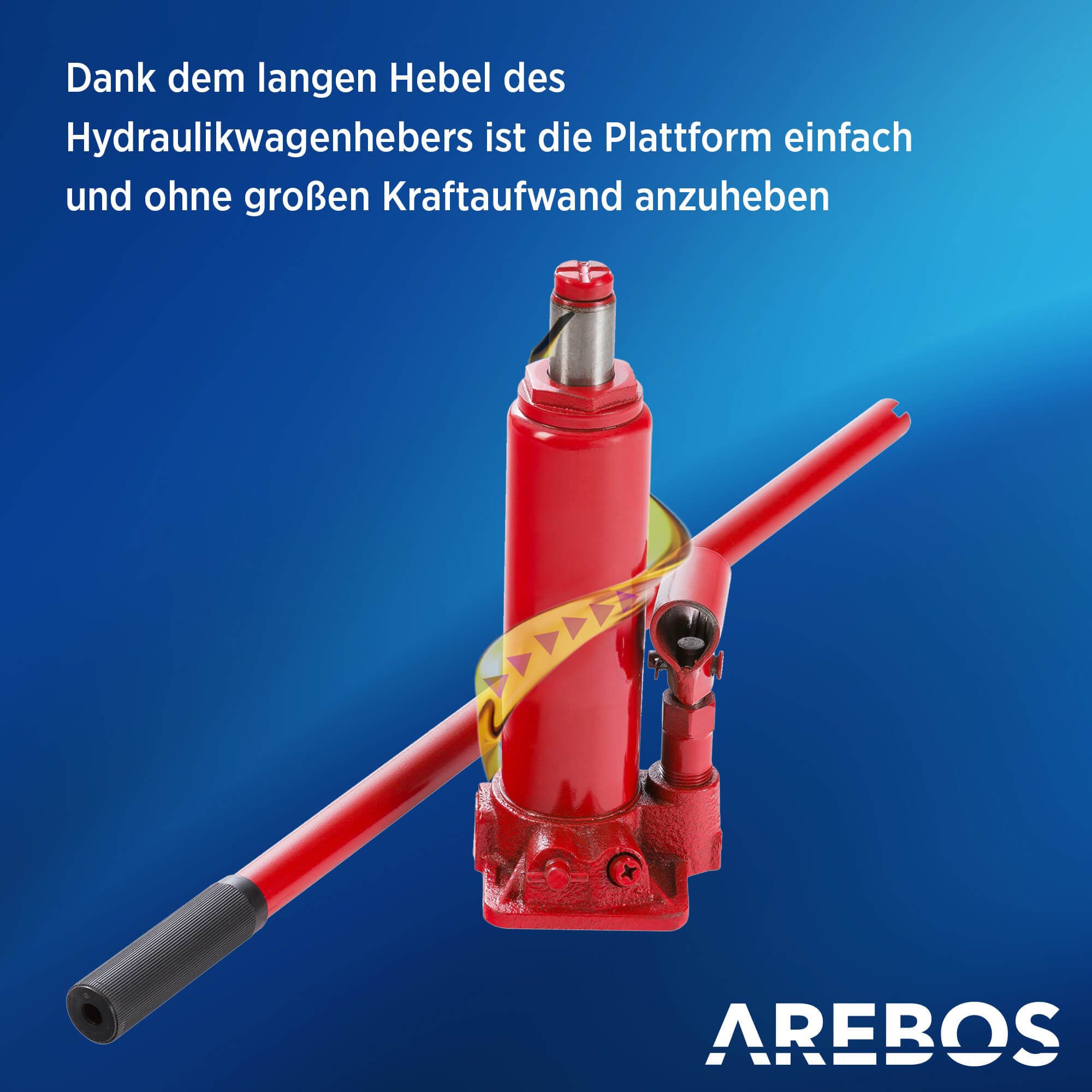 Arebos Auffahrrampe 2x mit hydraulischem Wagenheber, XXL 245 mm Auffahrbreite (2er Set), mit Sicherheits-/ Überdruckventil, Höhenverstellbar – Bild 5 von 5