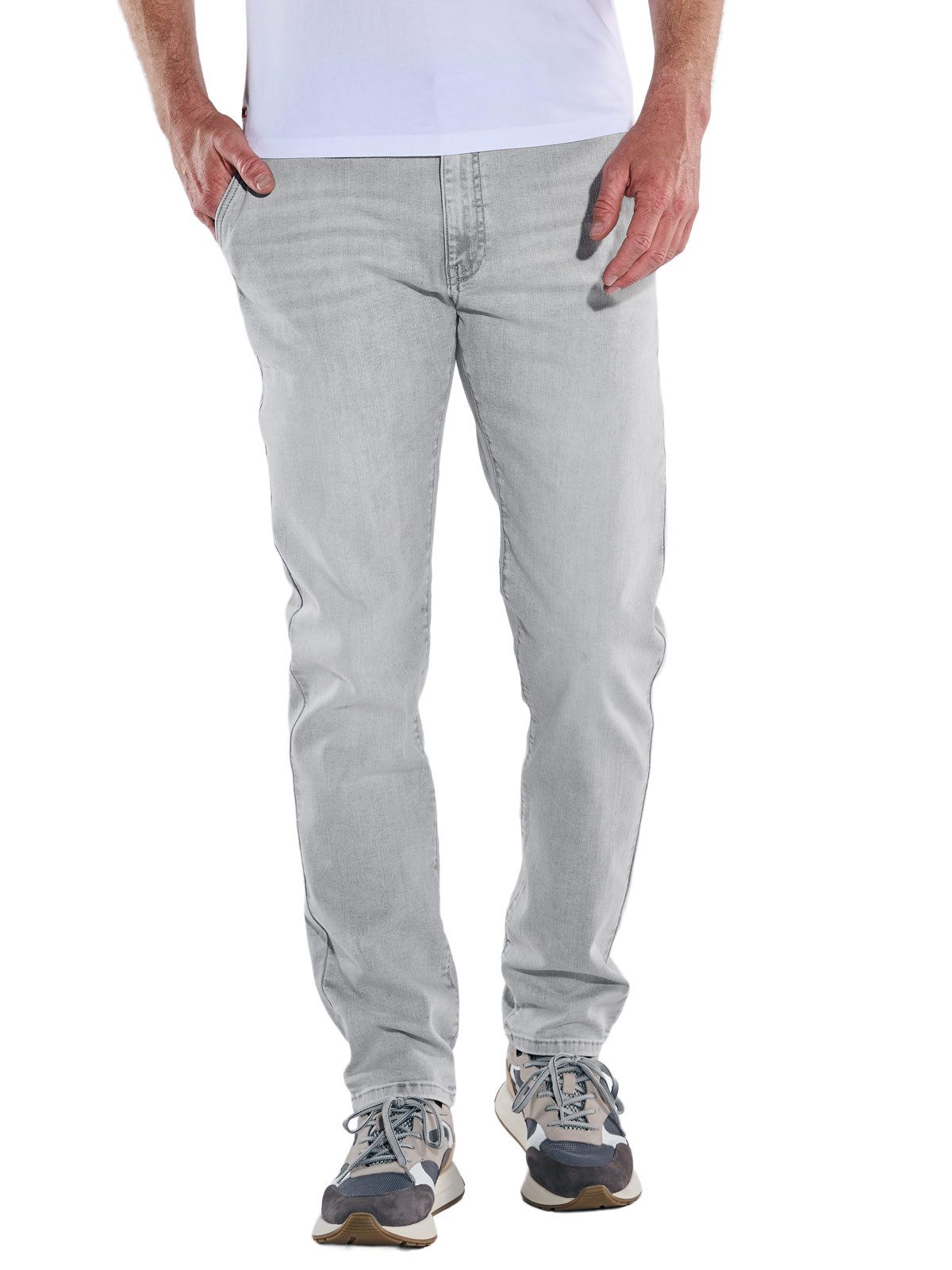 emilio adani Slim-fit-Jeans emilio adani Herren Jeans im Chino-Design, Hellgrau