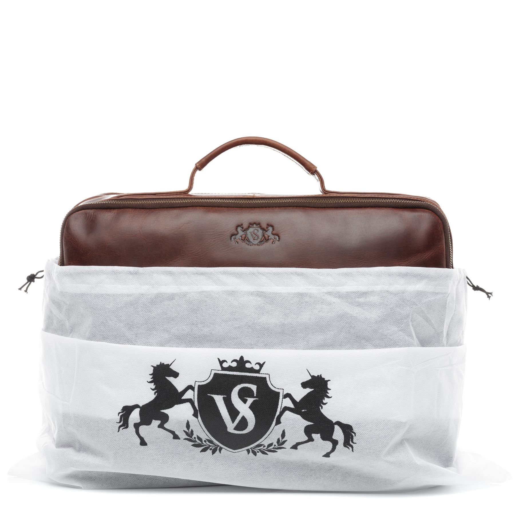SID & VAIN Umhängetasche echt Leder Aktentasche 15 Zoll Laptop-Hülle braun, Laptoptasche 15,4 Zoll, Arbeitstasche Umhängetasche Damen Herren braun