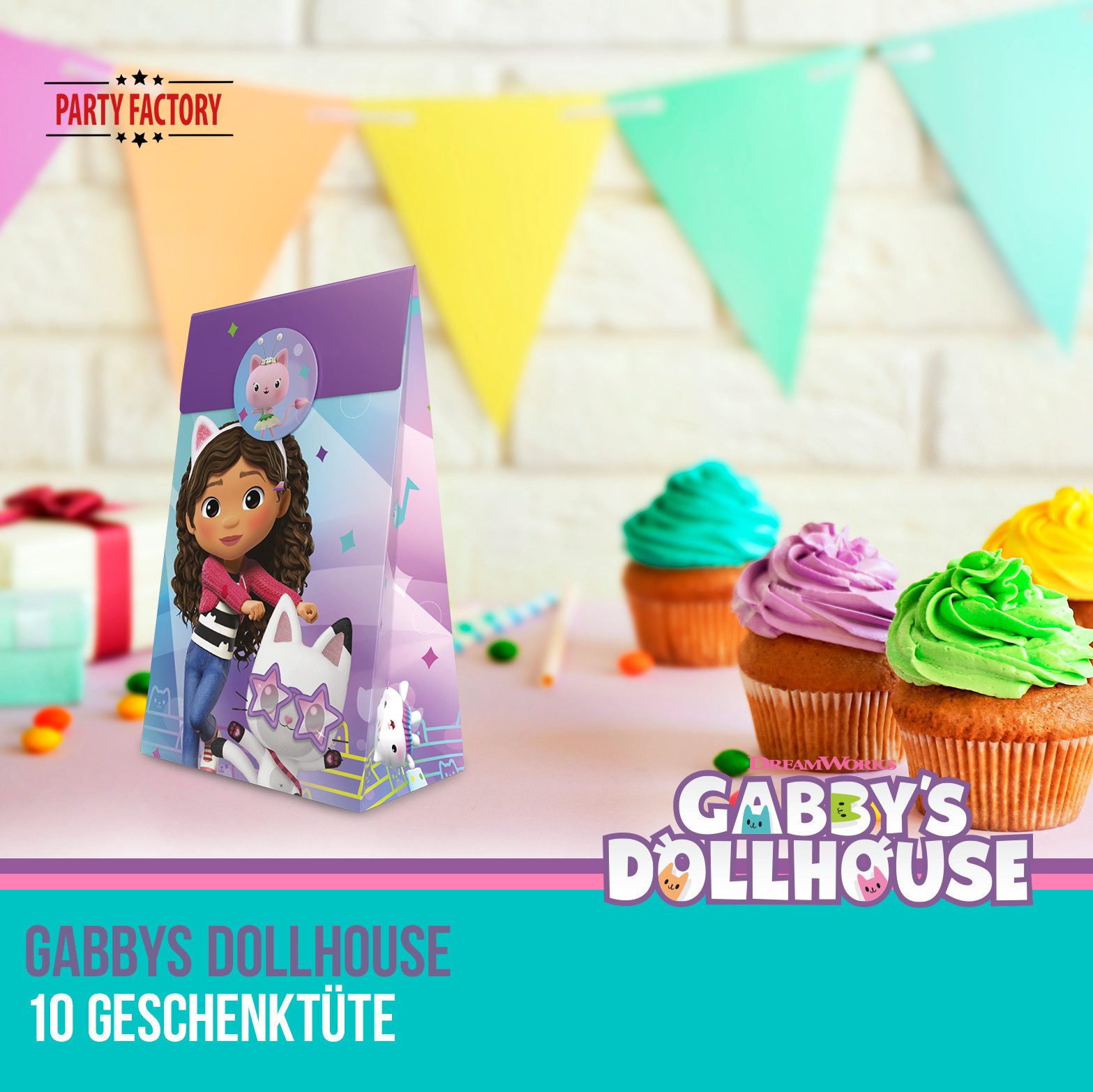 Party Factory Geschenktüten Gabby’s Dollhouse Geschenktüten 10 Stück – Partytüten Kindergeburtstag