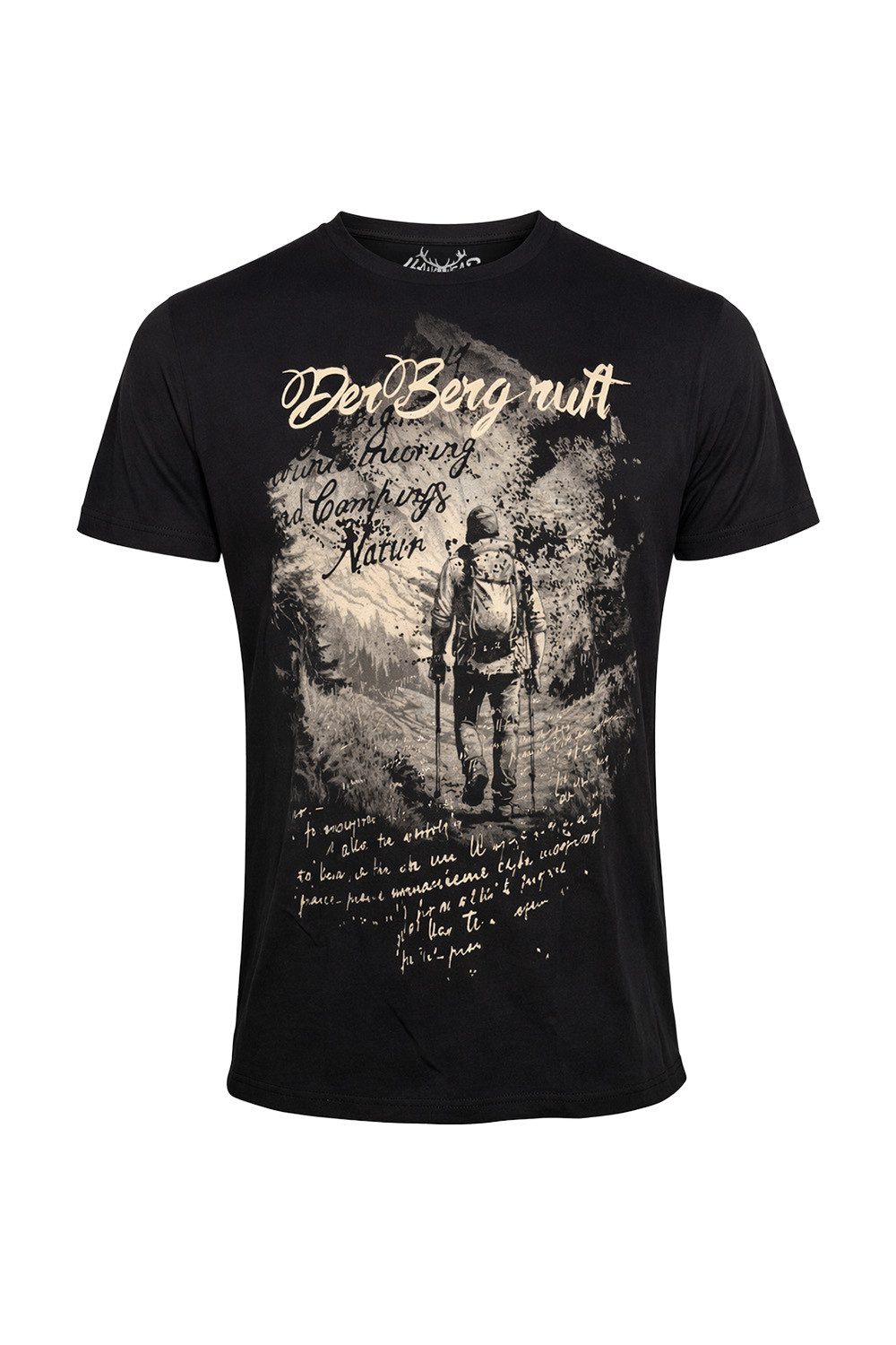 Hangowear T-Shirt HangOwear Herren T-Shirt Bosso Schwarz ? Outdoor Trachten Shirt Bergmo