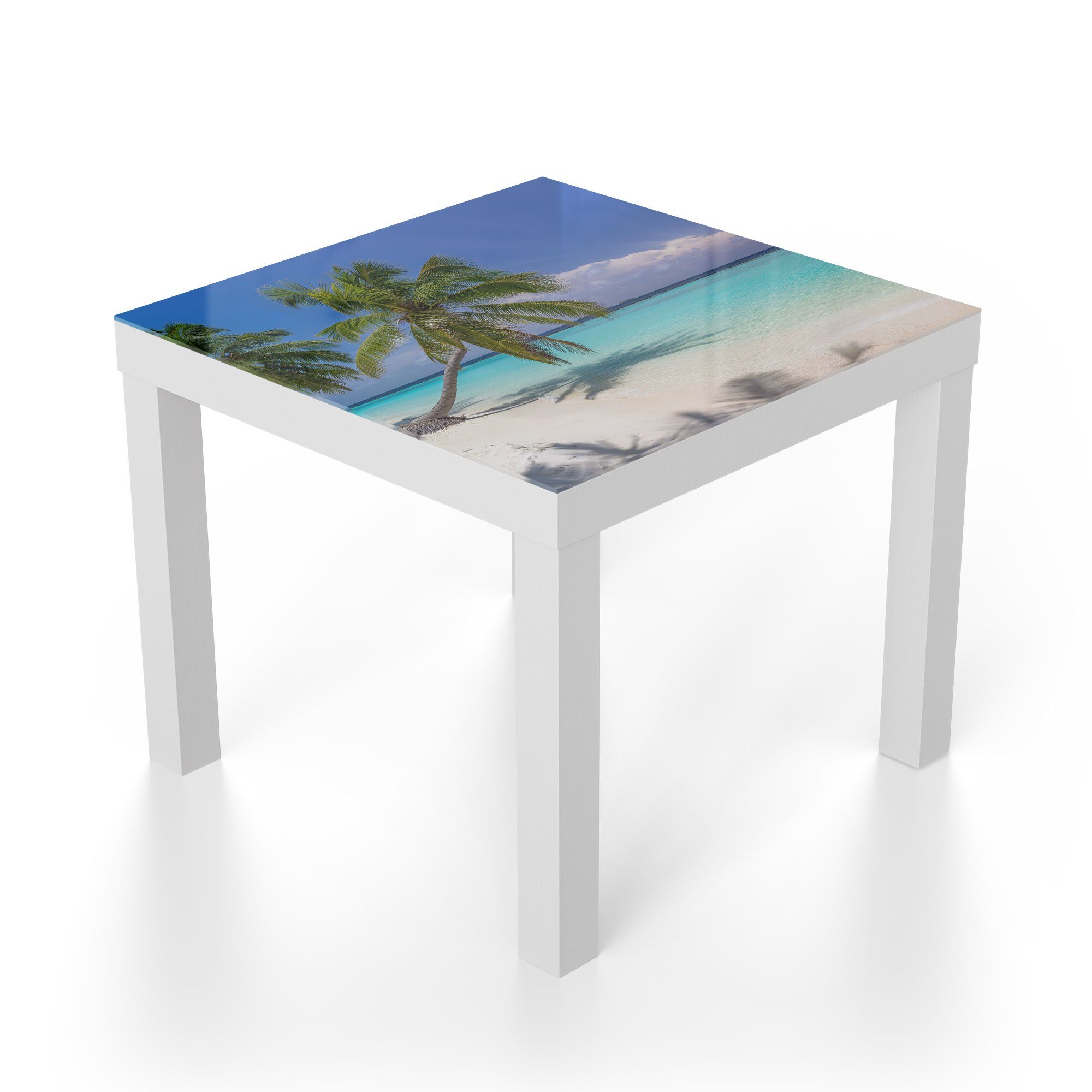 Couchtisch 'Paradiesischer DEQORI Strand', Glas Glastisch modern Weiß Beistelltisch