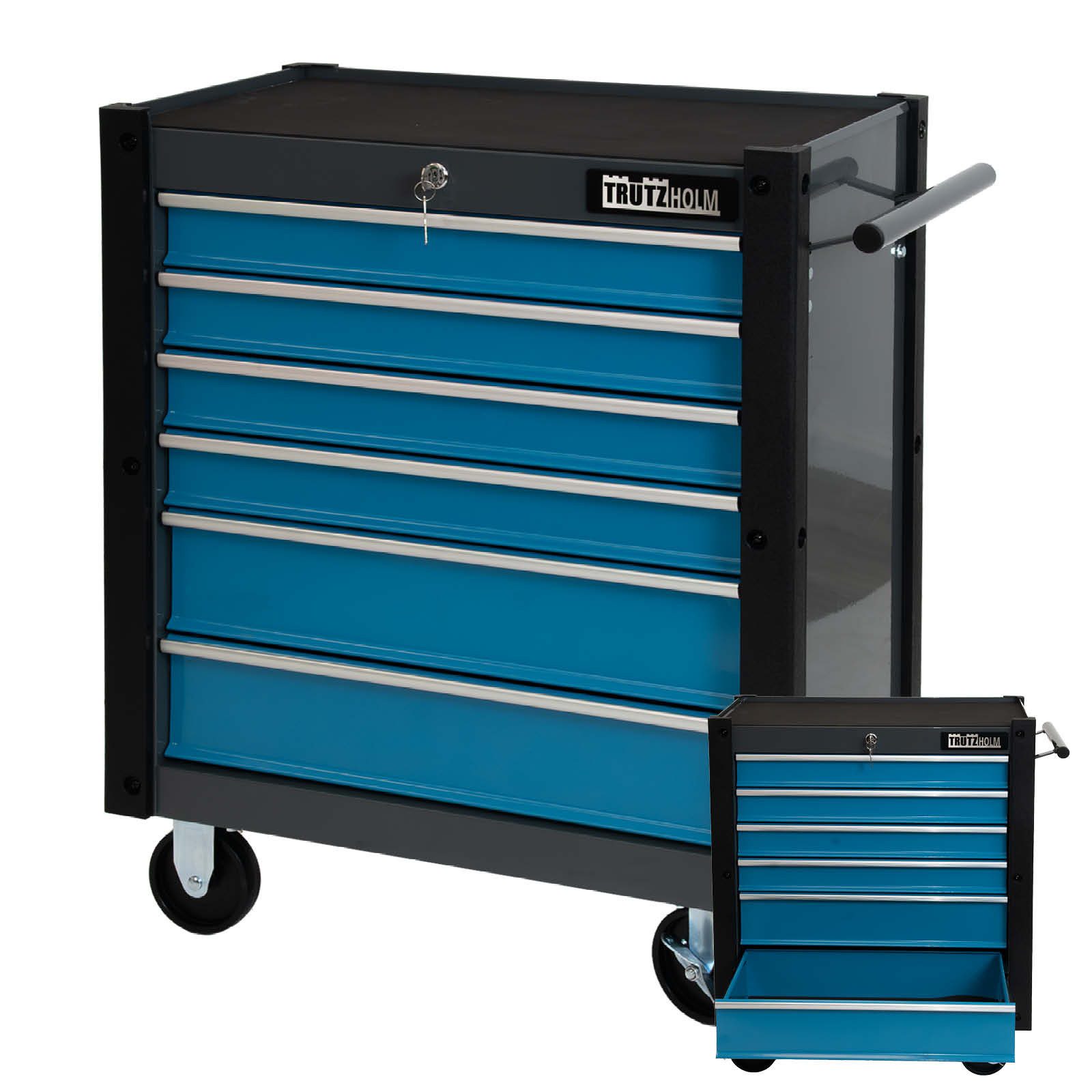 TRUTZHOLM Тележка для мастерских "Trutzi" abschließbar 6 Schubladen 78 x 64 cm Rollcontainer blau