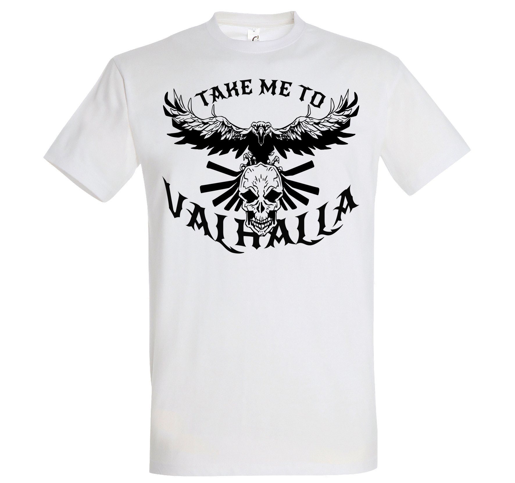 Youth Designz T-Shirt Take me to Valhalla Herren T-Shirt mit Trendigem Frontdruck Weiss