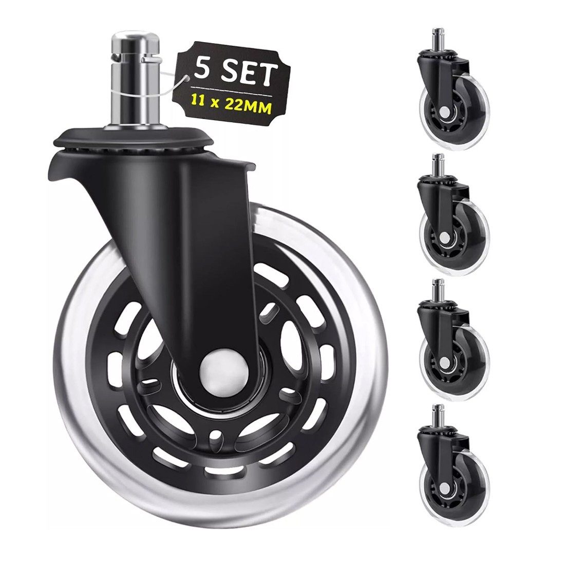 Refined Living Stuhlrolle 5x Leise Bürostuhlrollen 11mm Universal Hartboden günstig online kaufen