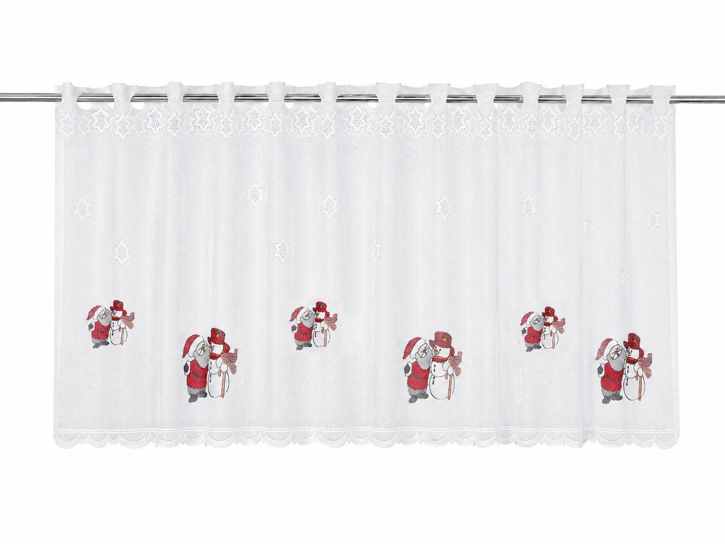 EXPERIENCE Scheibengardine Scheibengardine Weihnachtsmann und Schneemann 50x150cm, Ösen, transparent, Bedruckt