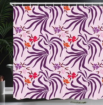 Abakuhaus Duschvorhang Moderner Digitaldruck mit 12 Haken auf Stoff Wasser Resistent Breite 175 cm, Höhe 180 cm, Blumen Sehr große Blätter und Blumen-Kunst