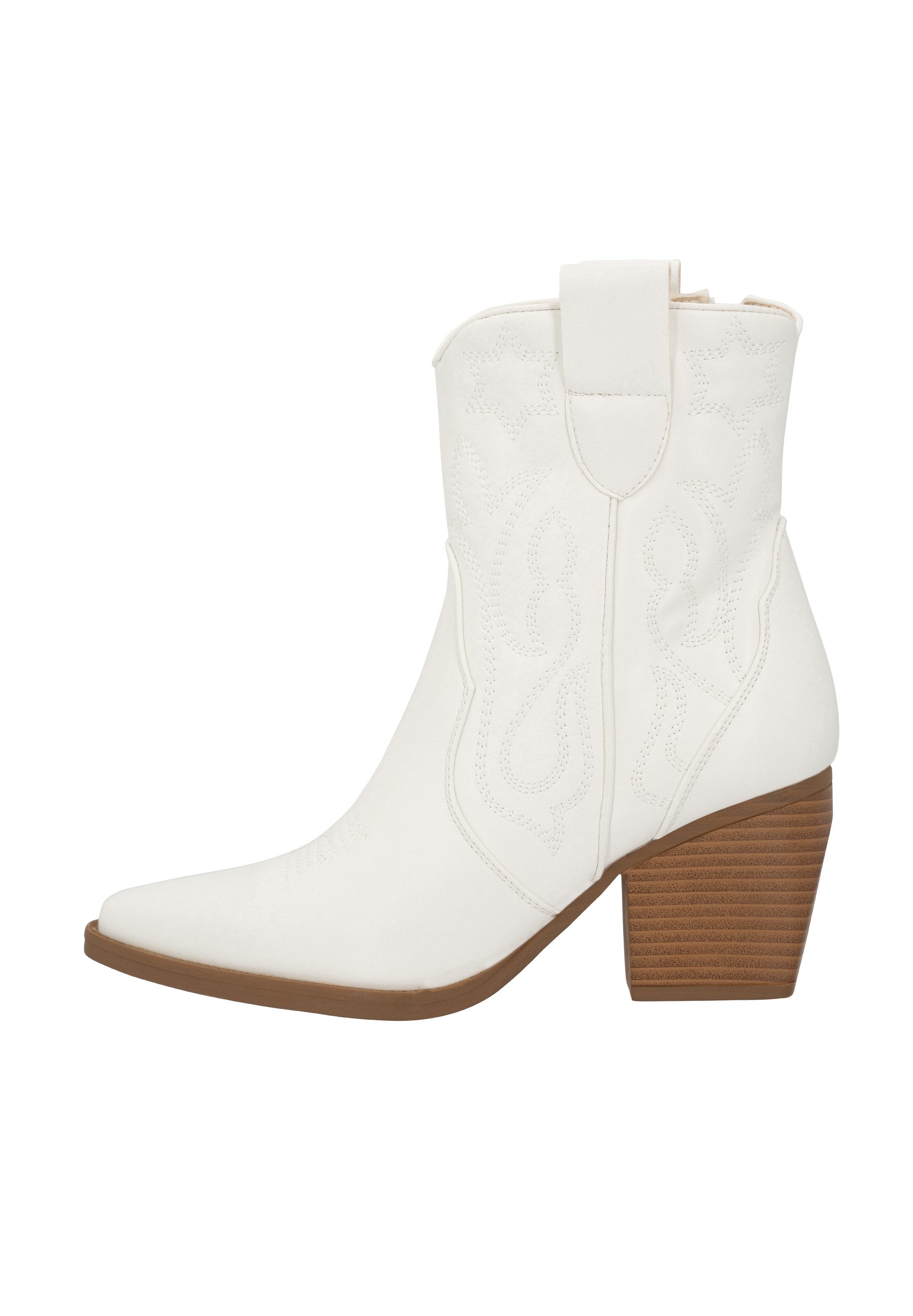 Salinyang Damen Western Boots mit Stickerei, Blockabsatz & Reißverschluss Cowboy Stiefelette