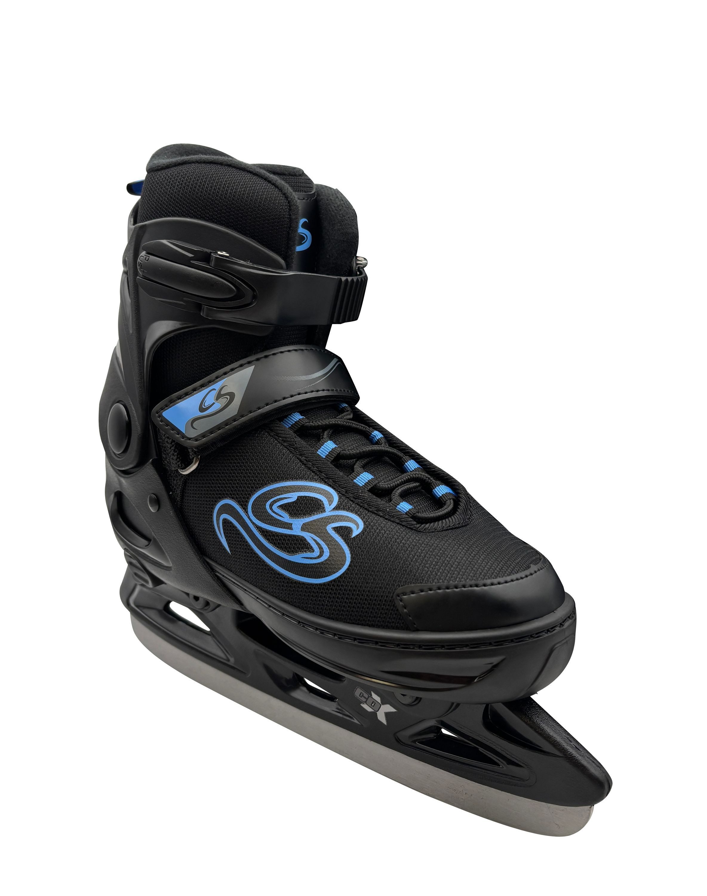 Cox Swain Schlittschuhe CRYSTAL – größenverstellbar, Softboot – Black/Blue – M (37-40), Verstellbare Schlittschuhe mit Edelstahlkufen – Bild 2 von 5