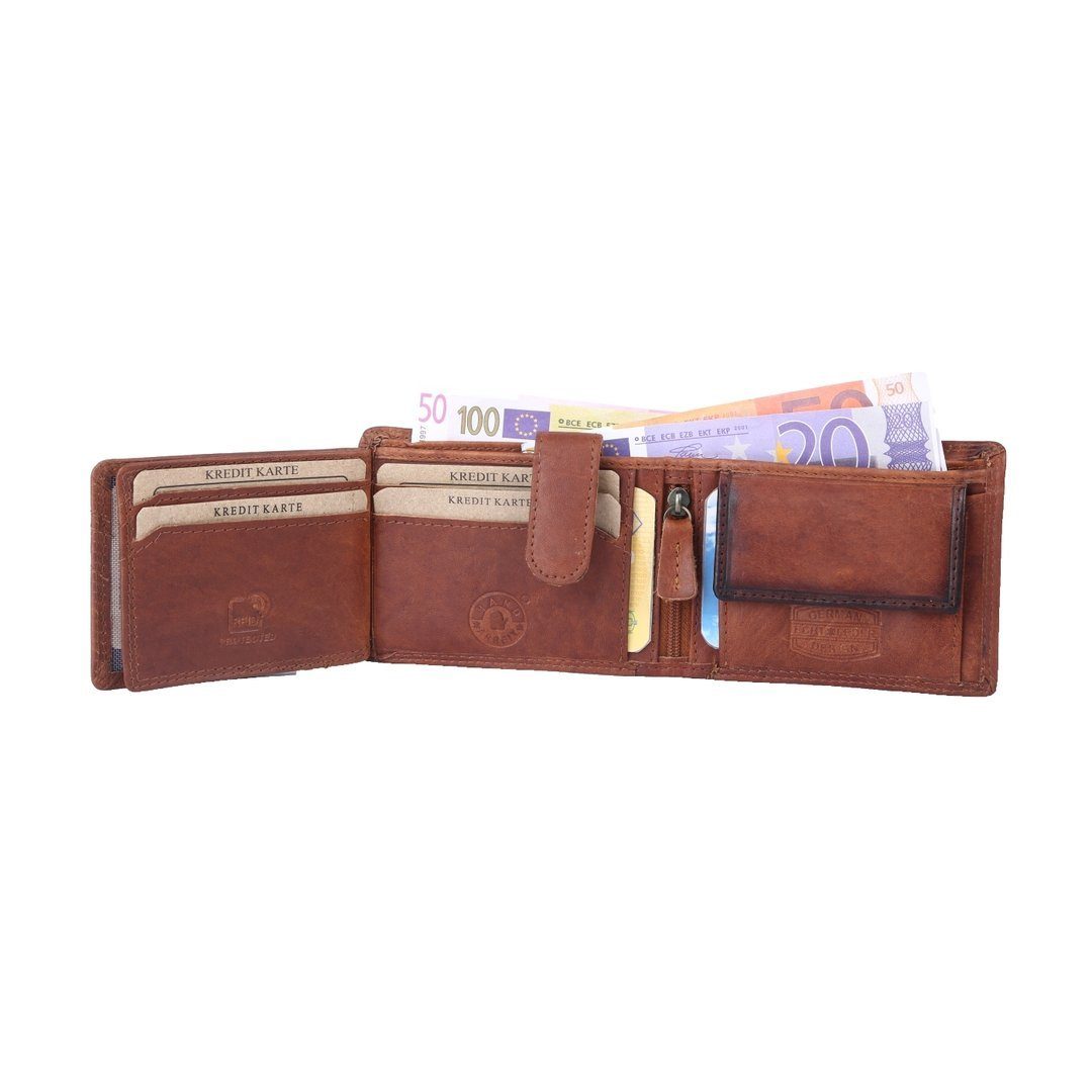 Börse Münzfach Männerbörse Leder Lederbörse Portemonnaie, SHG Herren Geldbörse Büffelleder RFID Brieftasche mit Schutz