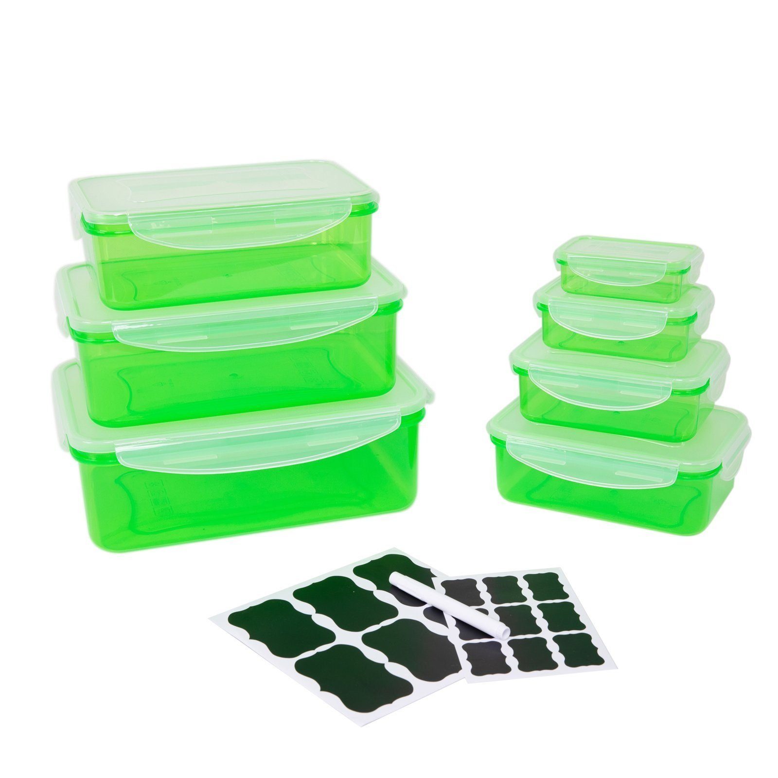 Neuetischkultur Frischhaltedose Frischhaltedosen Grün 14-teiliges (Set, Set, Kunststoff, Lebensmitteldose 14-tlg)