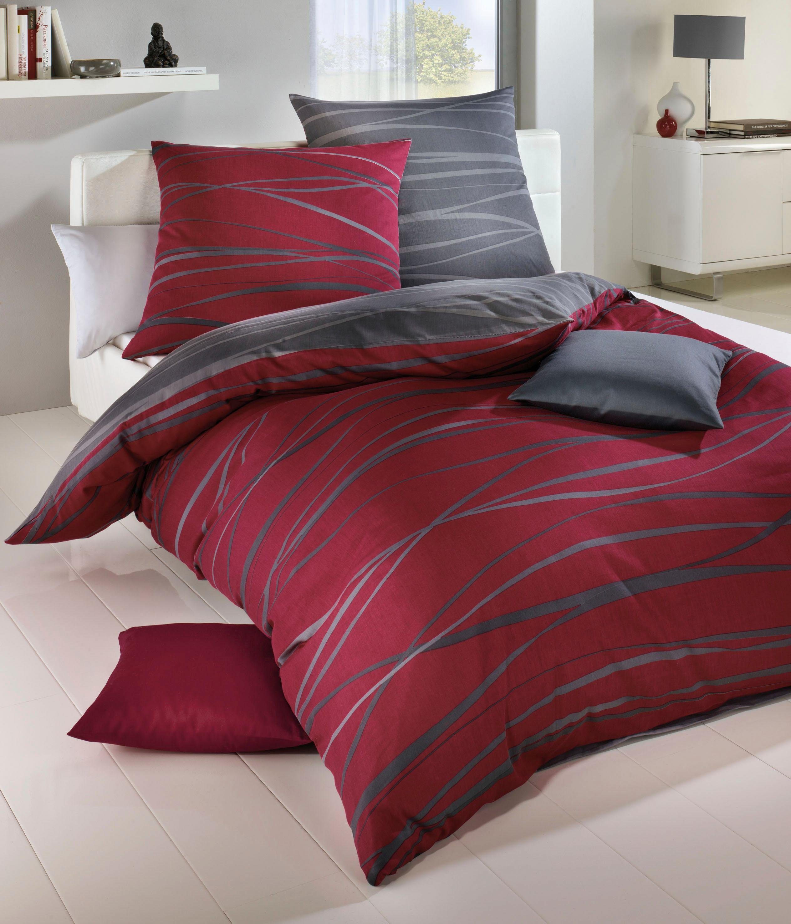 Kaeppel Wendebettwäsche Motion, Feinbiber, 2 teilig, Mit feinen Wellenlinien