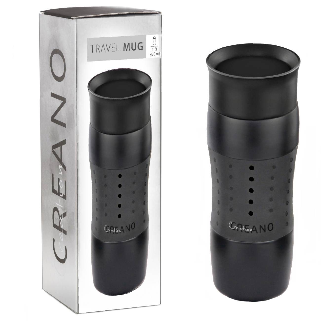 Thermoflasche Thermobecher “Travel-Mug Schwarz” 420 ml